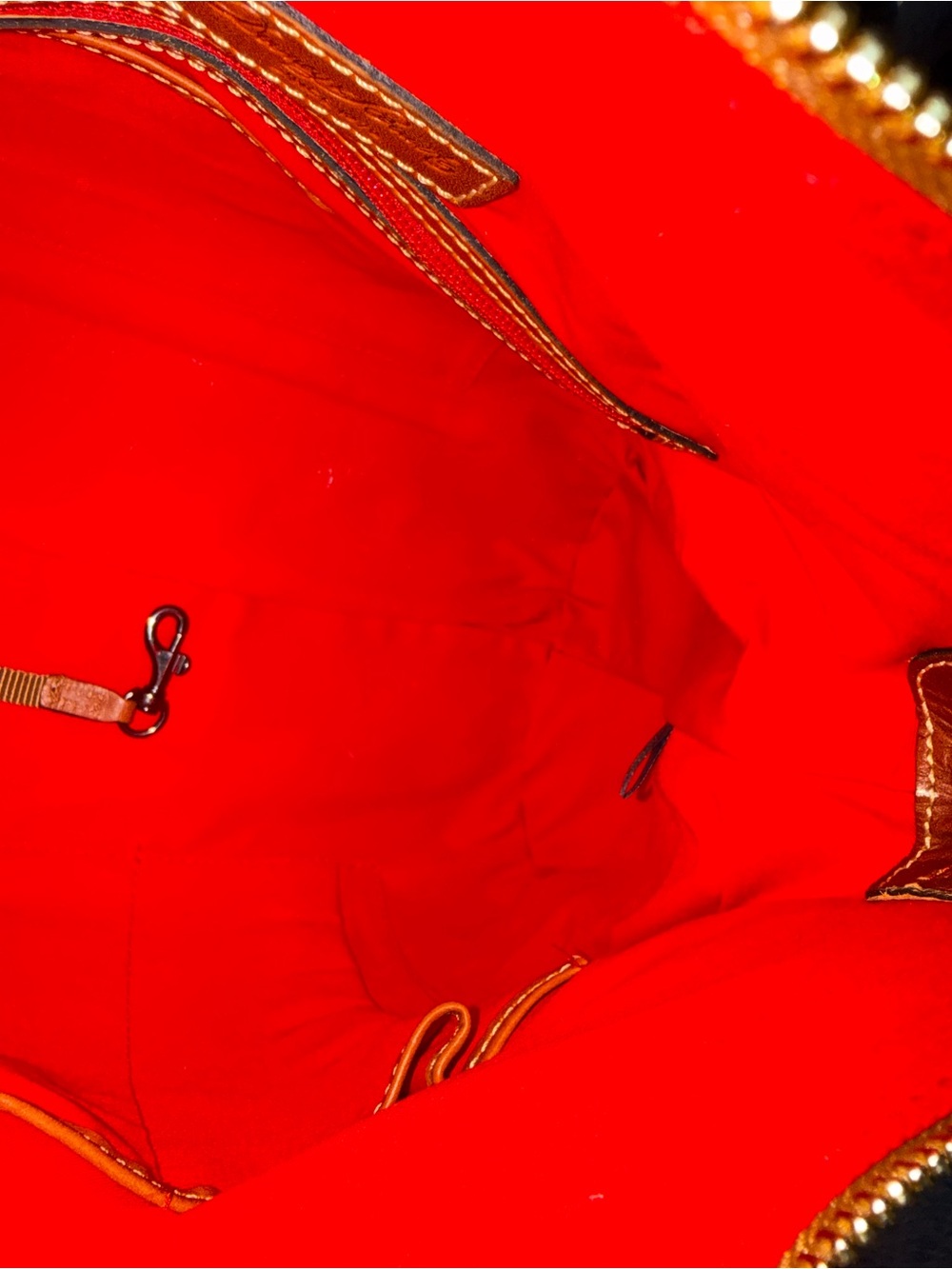 Dooney & Bourke “Bone” Cream Satchel with Brown Trim - Picture 4 of 10